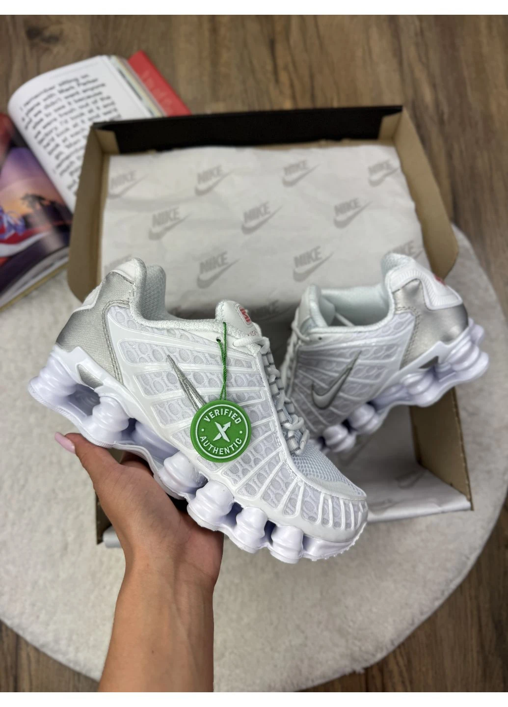 Белые летние кроссовки nike shox tl white найк шокс тл No Brand