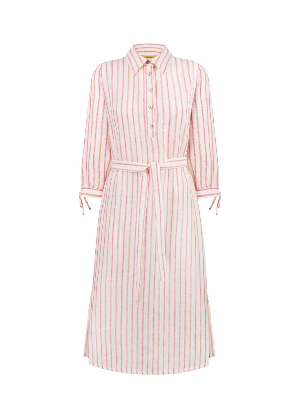 Розовое льняное платье в бежевую полоску в морском стиле гвен Dolcedonna