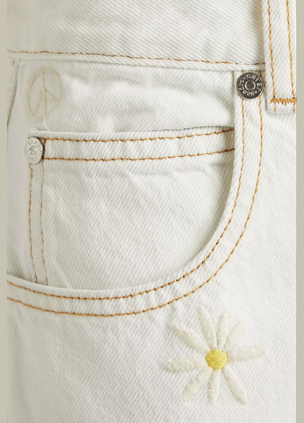 Кремовые джинсы с вишивкой Sandro страйти висока талія Sandro Paris - (322854894)