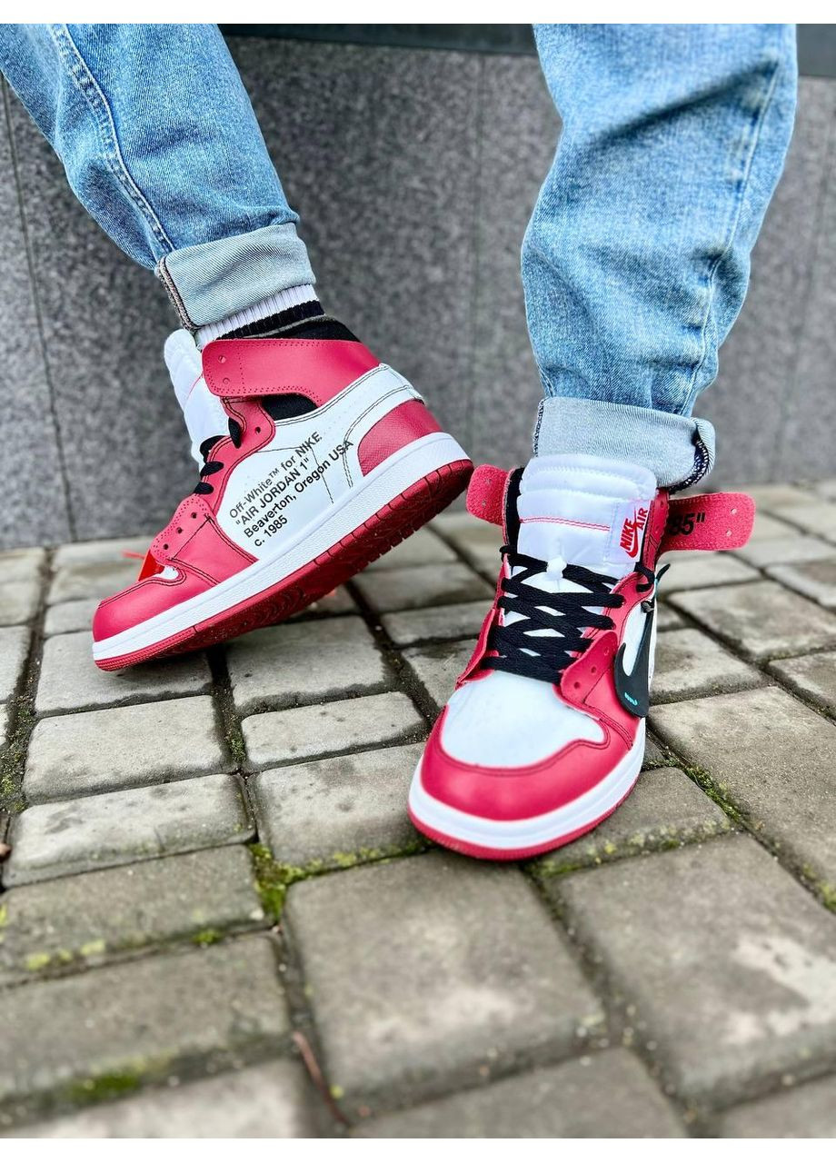 КРОССОВКИ ЖЕНСКИЕ NIKE AIR JORDAN 1 OFF-WHITE RED НАЙК АИР ДЖОРДАН No Brand белые демисезоны (367172915)