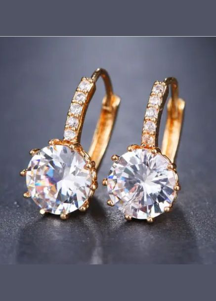 Серьги женские с золотым покрытием и вставкой. Бижутерия No Brand (295291962)