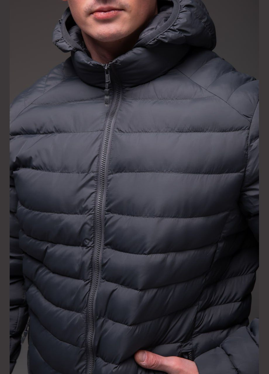 Сіра демісезонна чоловіча стьобана куртка утеплена Vakko