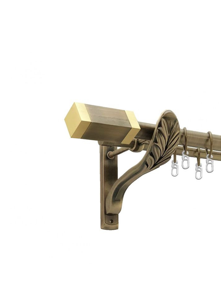 Карниз Квадро металлический двухрядный ретро гладкая труба Антик 25\19 мм 160 см (00-00018348) ORVIT (300690536)