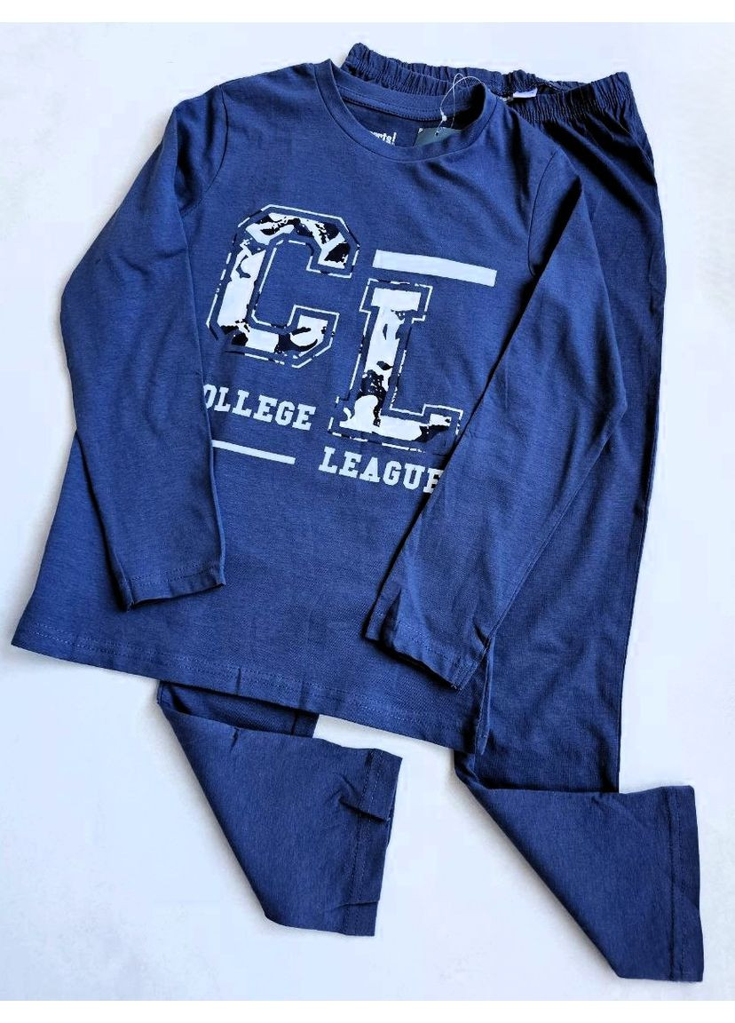 Синяя всесезон детская пижама реглан и брюки ! для мальчиков Pepperts Піжама