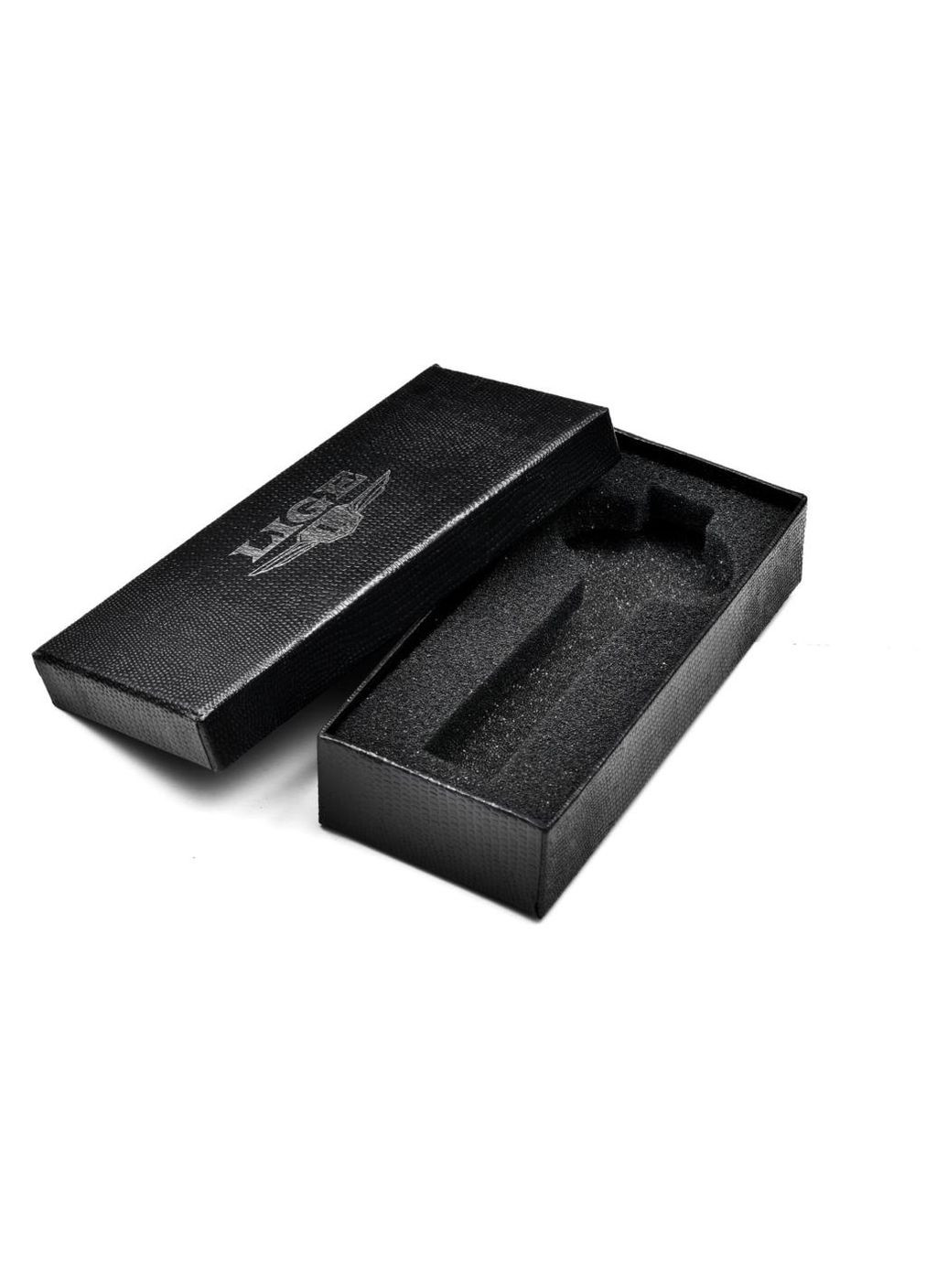 Часы мужские наручные кварцевые классические черные Lige 9866 Silver (325478517)