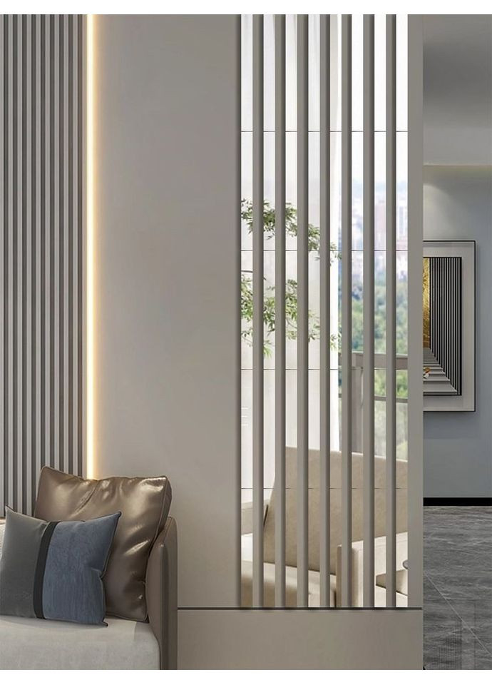 Дзеркальна наклейка акрилова декоративна для стін Молдинг-20 2х240 см 4 шт. Срібло Ваша Світлість (366334508)