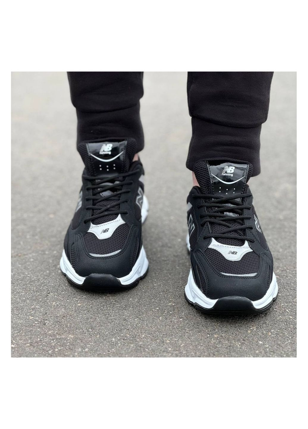 Черно-белые демисезонные мужские кроссовки No Brand