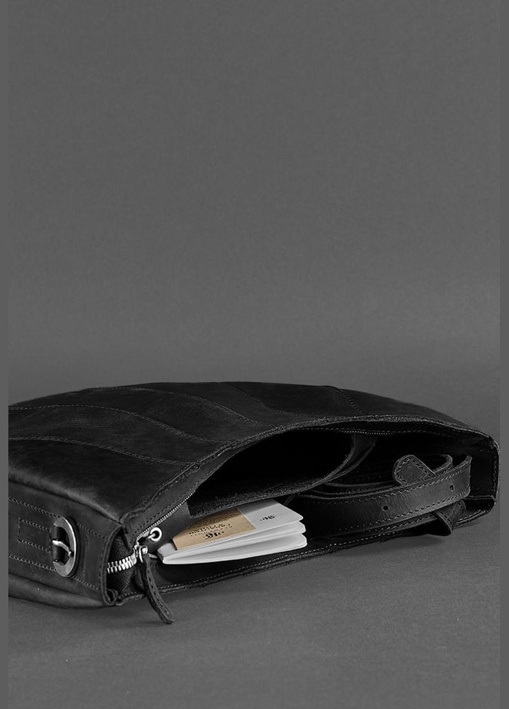 Шкіряна жіноча сумка Круасан чорна Crazy Horse (A-026256) BlankNote сумка бохо (327874219)