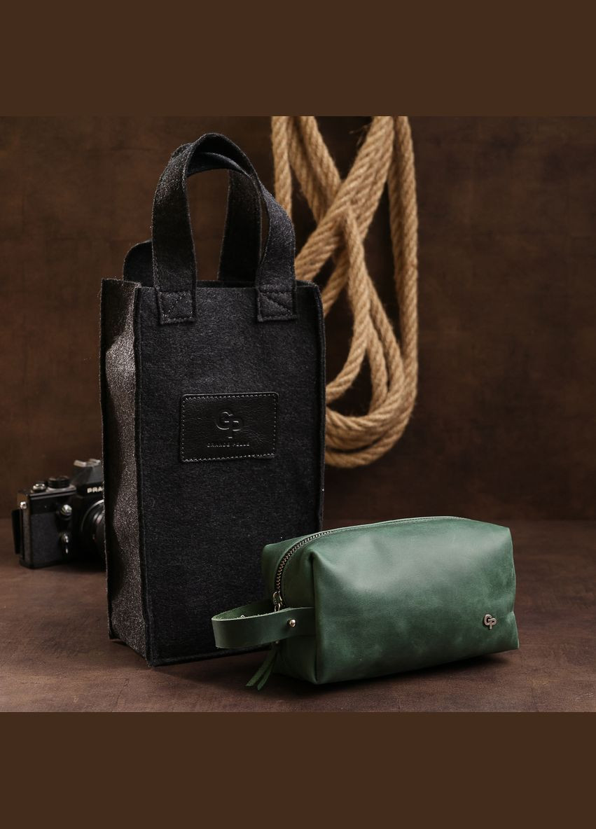 Кожаная косметичка унисекс 11572 Зеленый Grande Pelle (331913517)