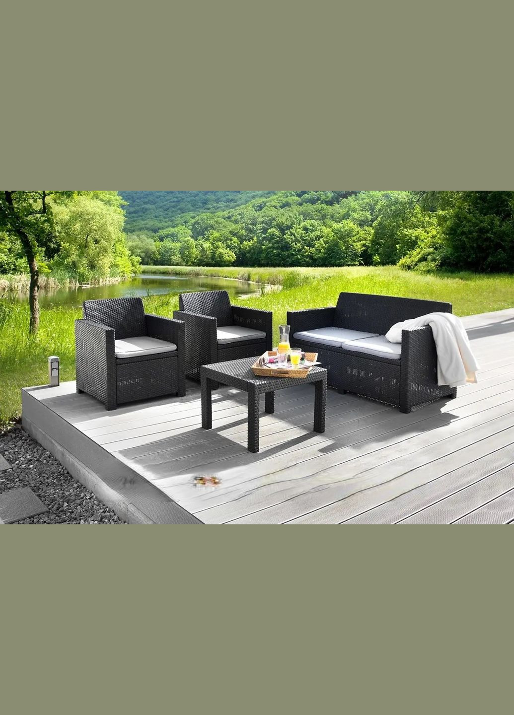 Комплект садових меблів Keter ALABAMA (2 крісла, диван, стіл) (17199240) Коричневий Allibert (367982828)