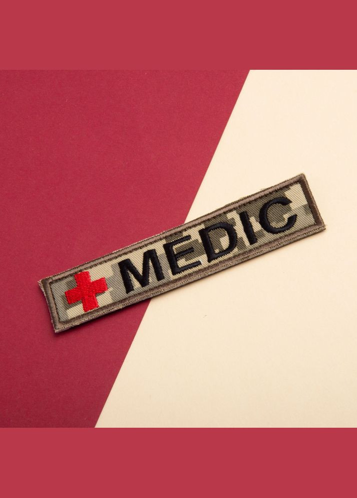 Набор шевронов 2 шт. на липучке, планка MEDIC, Медик, шеврон медика, для медиков, пиксель 2,5х12 см IDEIA (301536638)