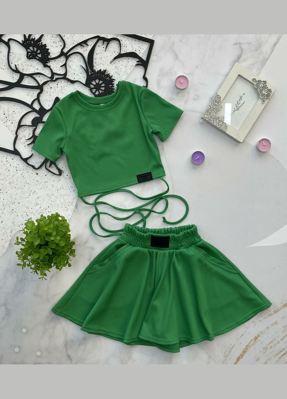 Зелений літній стильний літній дитячий костюм No Brand