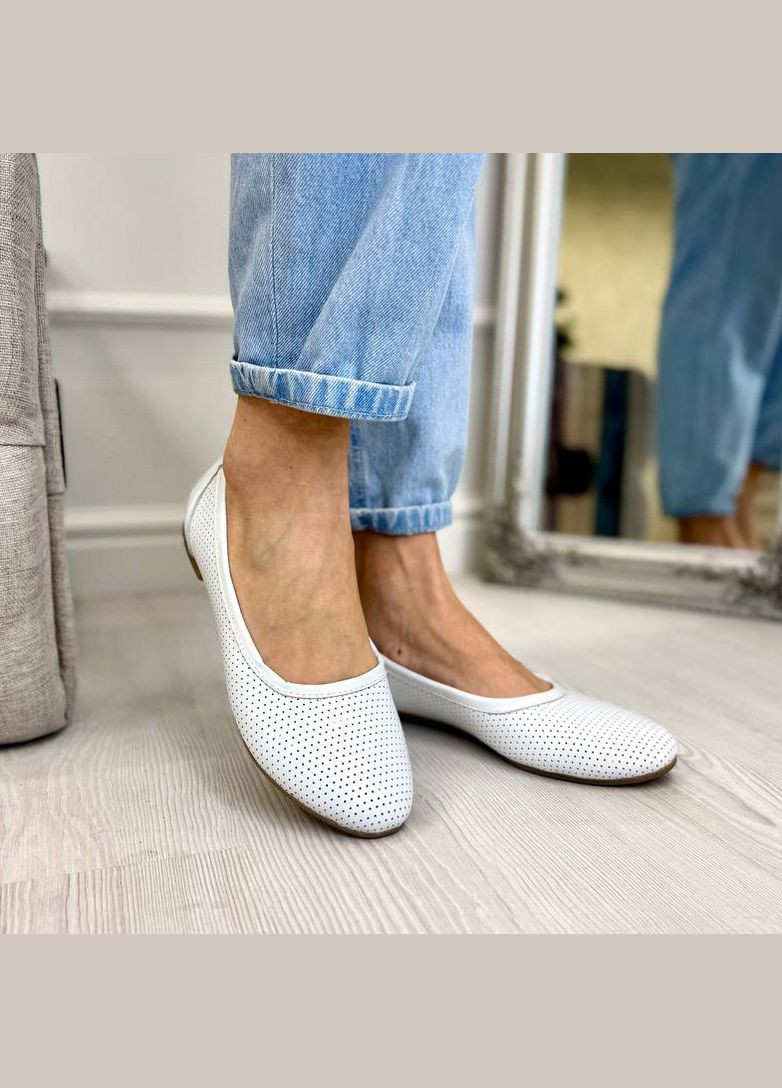 Женские балетки белые кожаные на низком ходу. 40 размер Vasha para | белые (315729665)