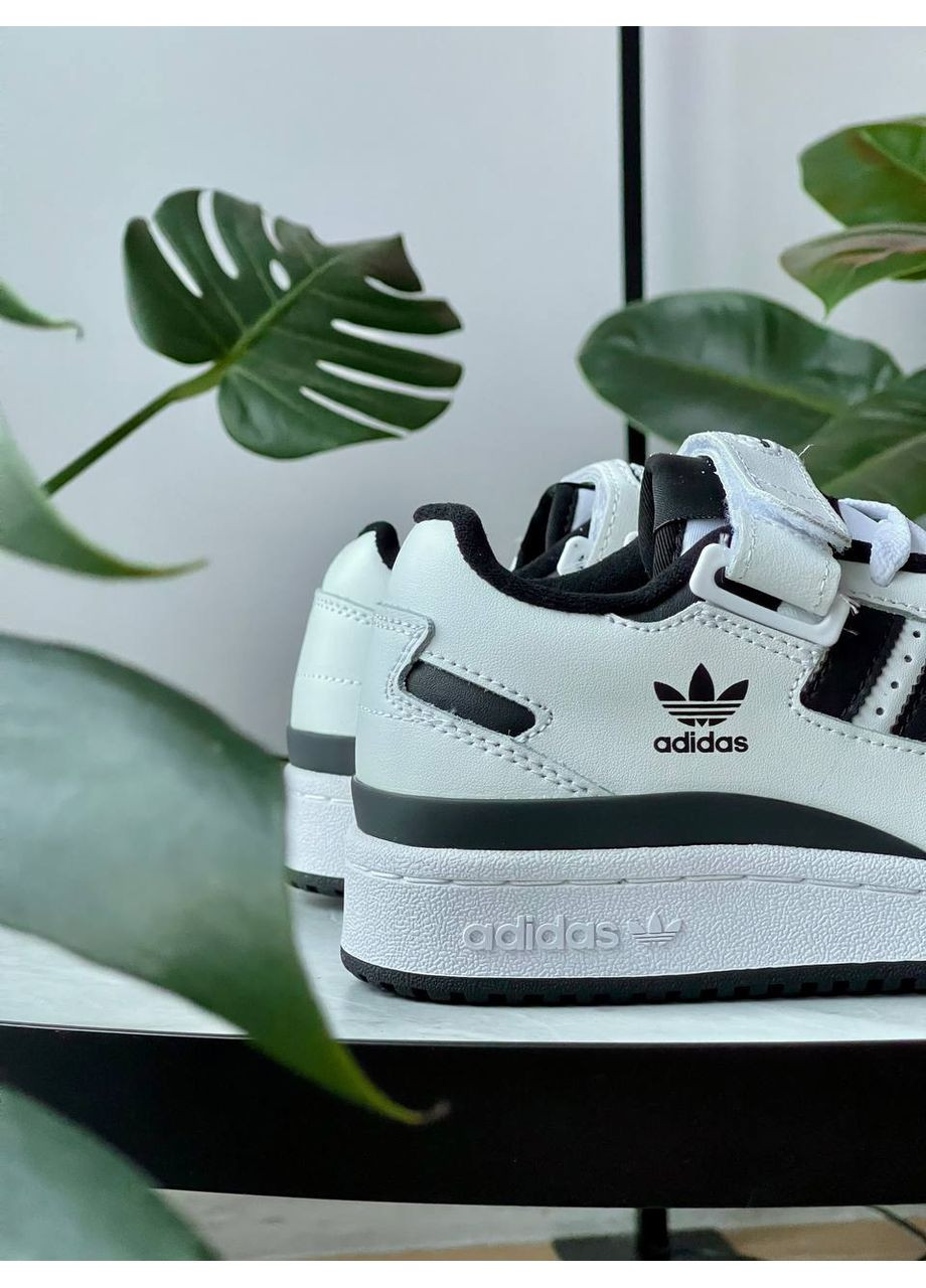 Кроссовки женские и мужские Adidas Forum Low White Black | Адидас Форум низкие белые No Brand белые демисезоны (362207196)