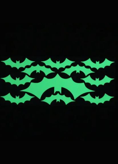 Наклейки на Хелловін фосфорні Кажани 200 на 85 мм салатовий Jannet (302654357)