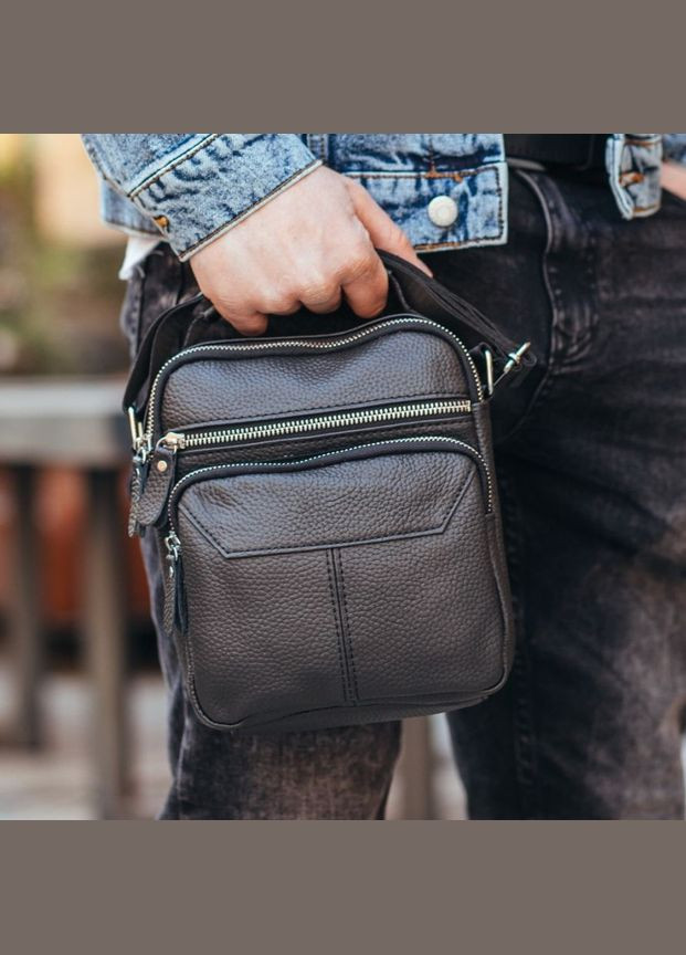 Мужская черная сумка кроссбоди из натуральной кожи Tiding Bag (302390961)