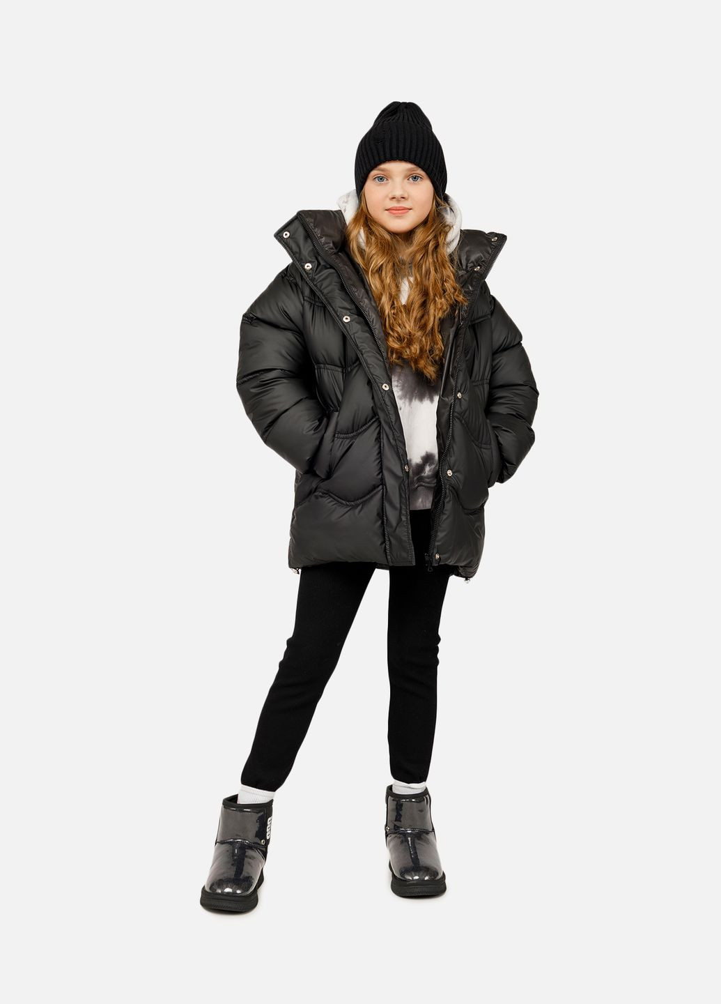 Чорна зимня куртка для дівчинки колір чорний цб-00255555 Yuki