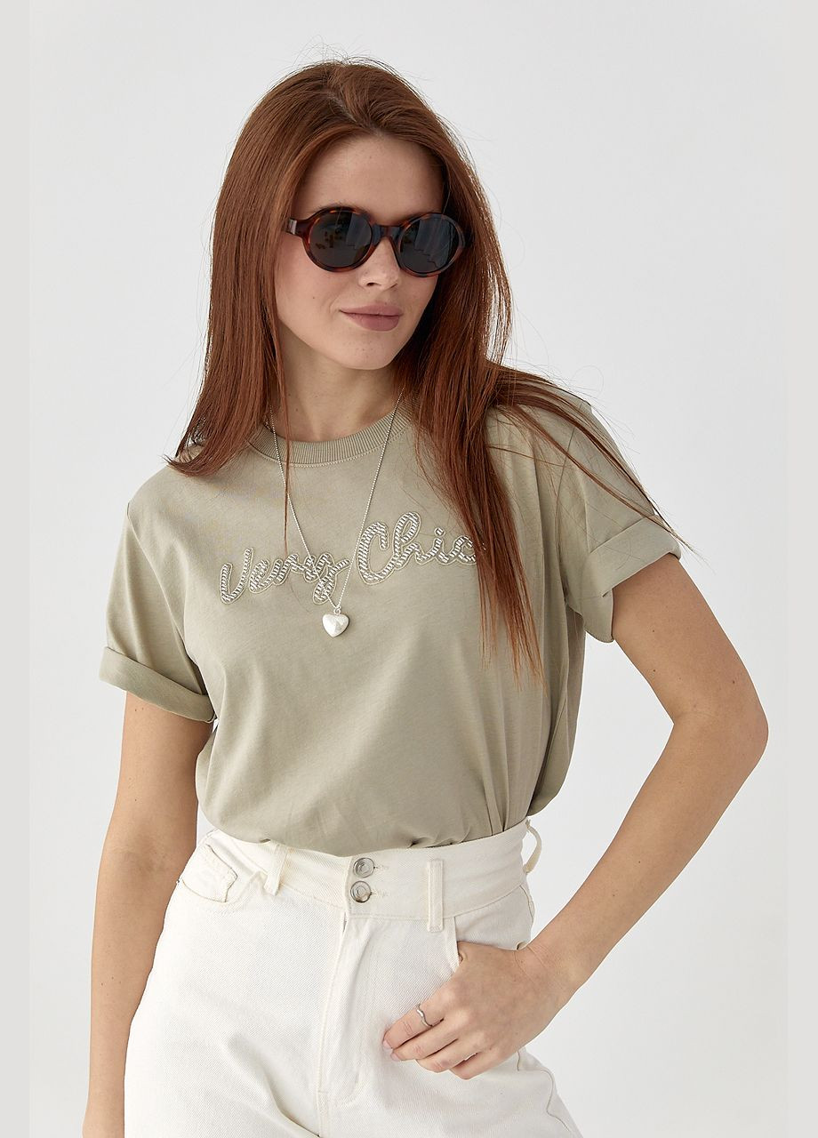 Футболка з написом Very Сhic з бісеру Lurex - (332200000)