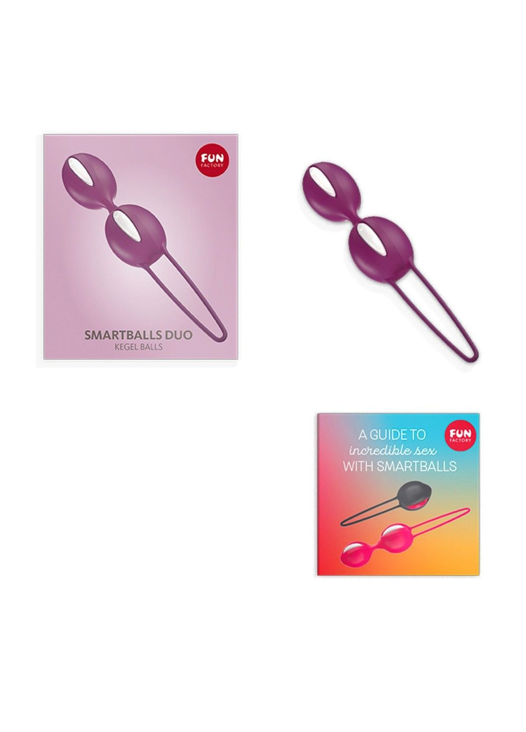 Вагінальні кульки SMARTBALLS DUO, бордово-білі, 2 шт, діаметр 3,2 та 3,6 см Fun Factory (314871655)