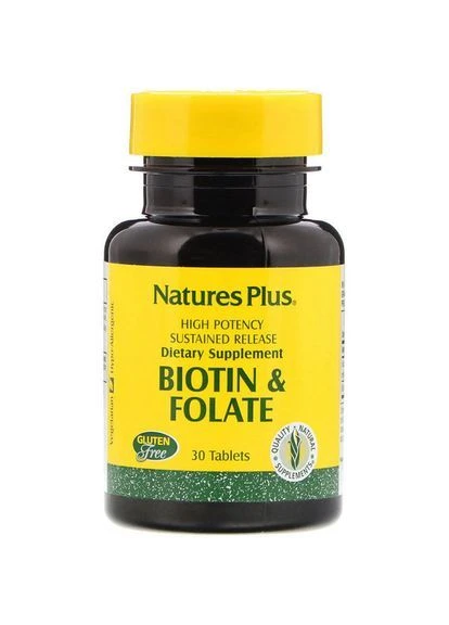 Біотин Biotin & Folate 30 табл NTP1792 (000002362) Nature's Plus (374912632)