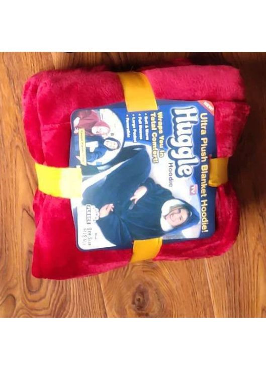 Жіночий худі плед теплий Huggle Hoodie 3-in-1 100х80 см, плед толстовка, бордовий No Brand (362191560)