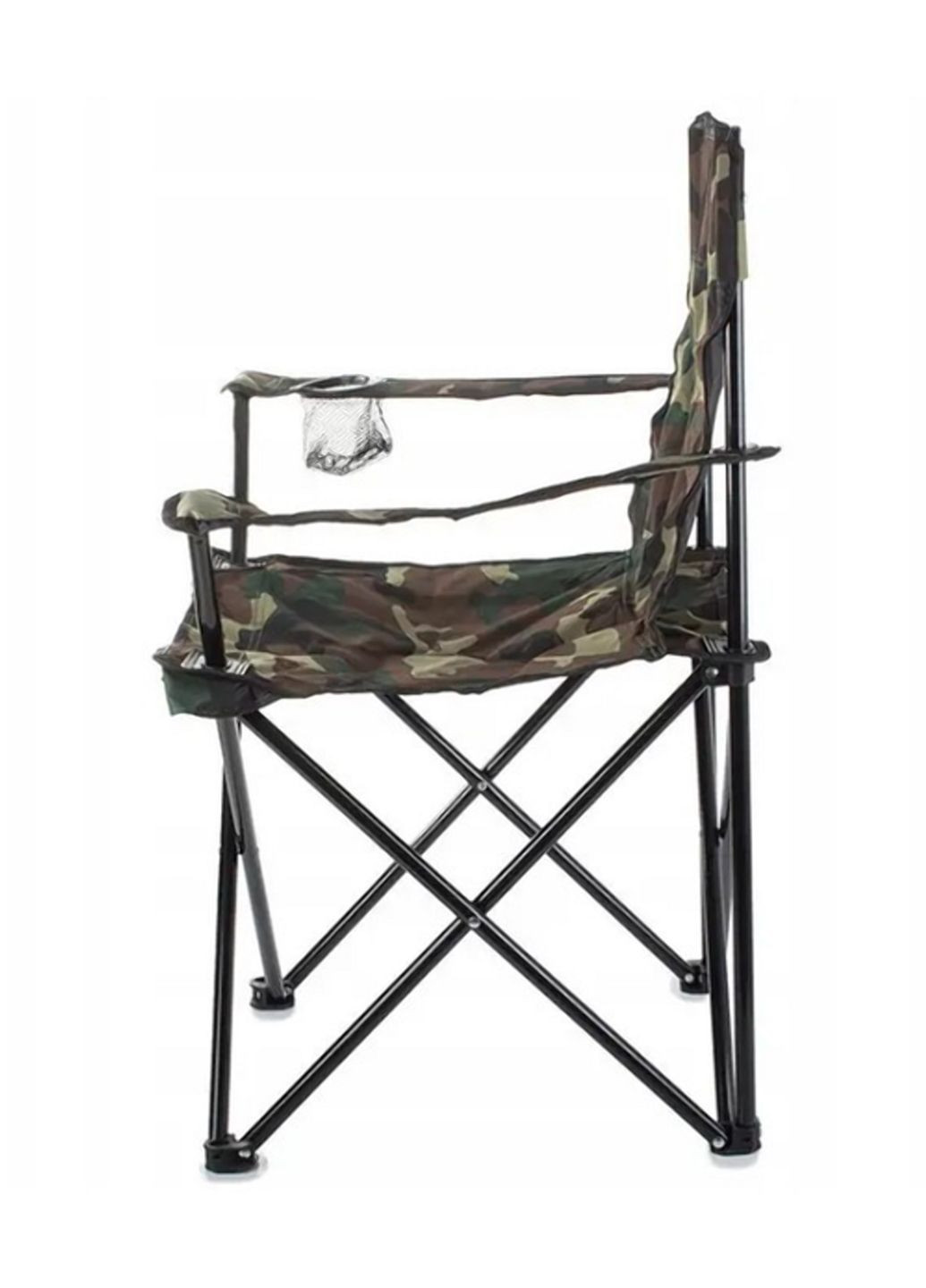 Стілець розкладний туристичний для риболовлі та пікніка зі спинкою з підлокітниками та підсклянником з чохлом Камуфляж More Стул раскладной (311667387)