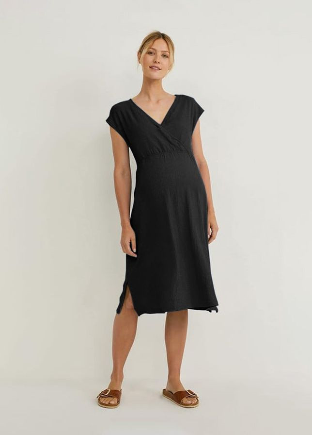 Черное кэжуал платье для беременных C&A однотонное