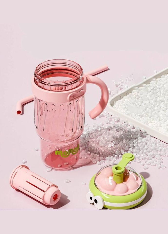 Портативная чашка Cup 1280 мл, прозрачная с фильтром для чая и трубкой, Розовая (9289995) Momo (302392518)