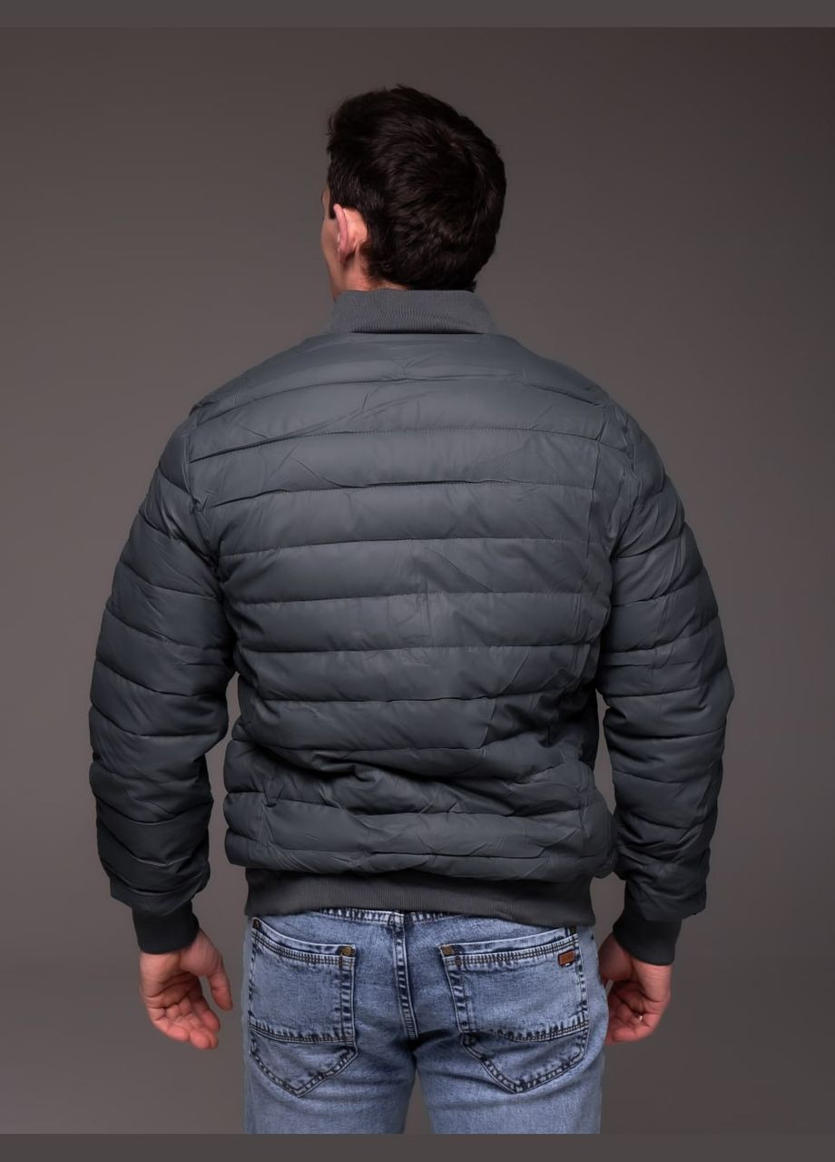 Серая демисезонная весенняя куртка-бомбер с утеплением Vakko