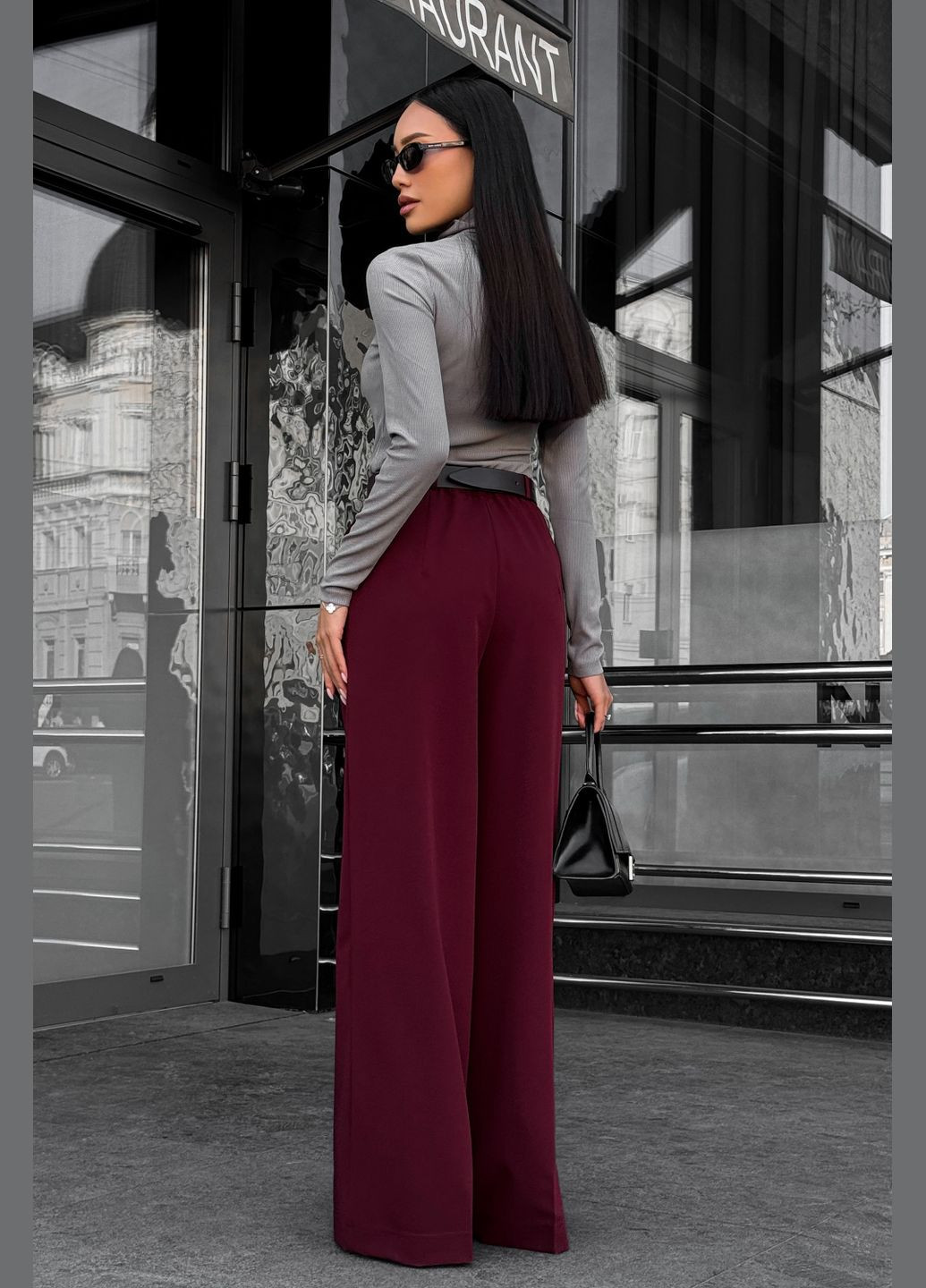 Стильные брюки палаццо к цвету бургунди Jadone Fashion (304972932)