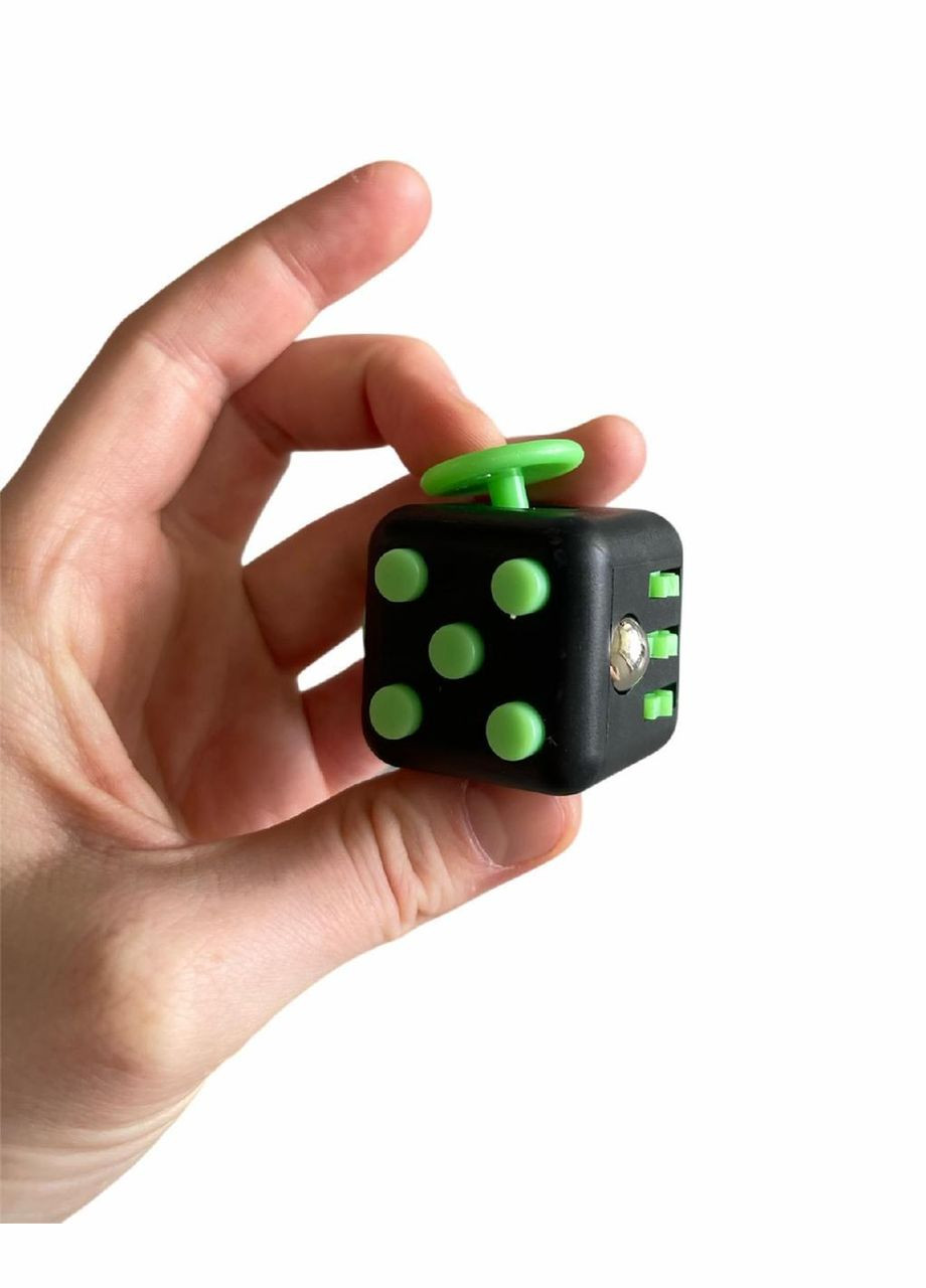 Антистрес куб Fidget Cube — сенсорна іграшка для зняття стресу чорний з зеленим No Brand (364502614)