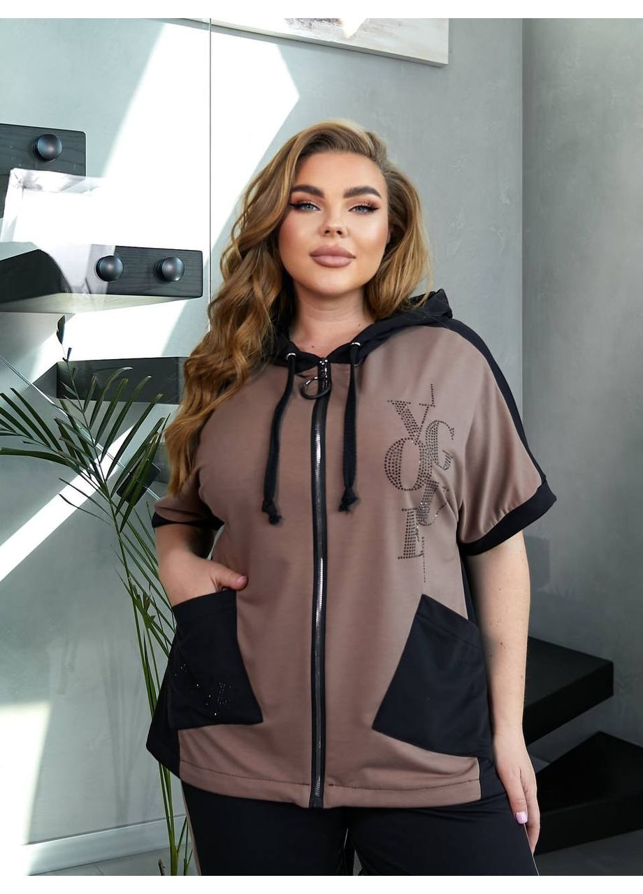 Женский костюм-двойка с бриджами цвет мята-черный New Trend (304646763)