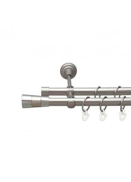 Карниз для штор Волео металевий дворядний гладка труба кільце металеве Сатин 19\19 мм 300см ORVIT (299335610)