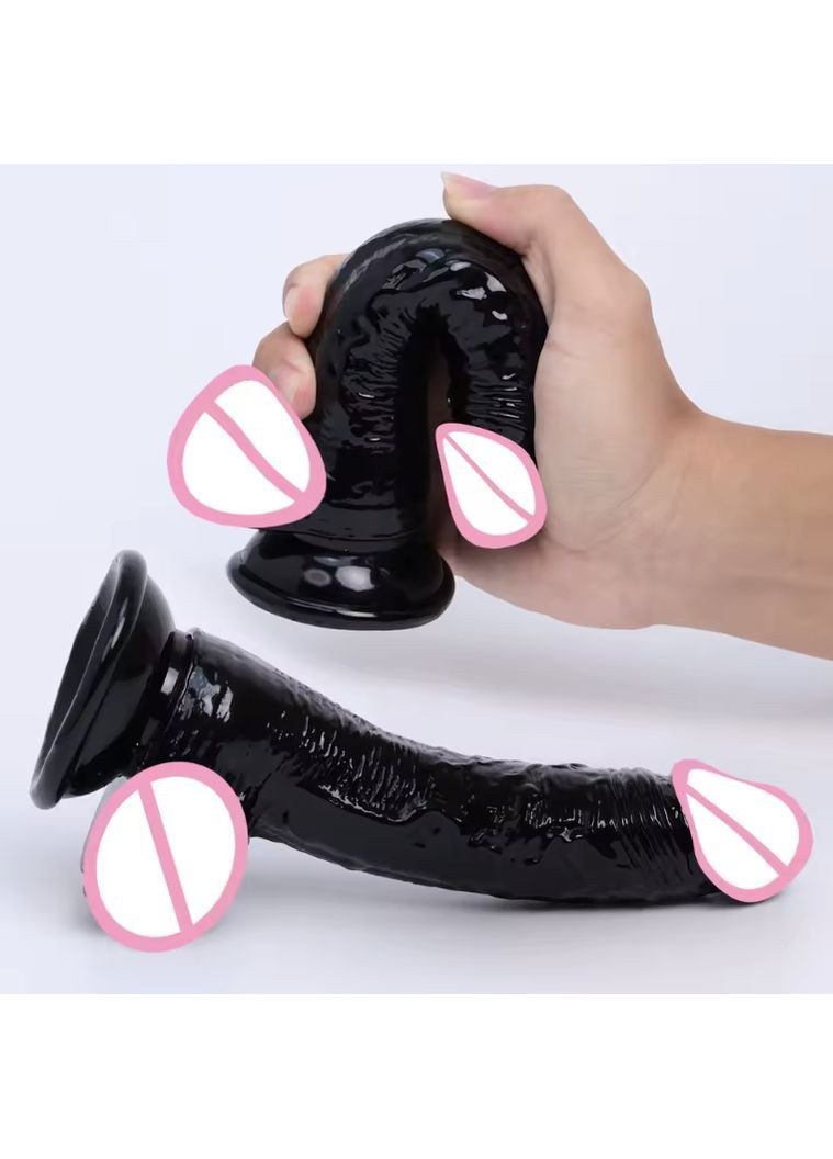 Фалоімітатор з мошонкою силіконовий на присосці анатомічної форми 20 см, ділдо для страпона, гнучкий член з венами No Brand (367610250)