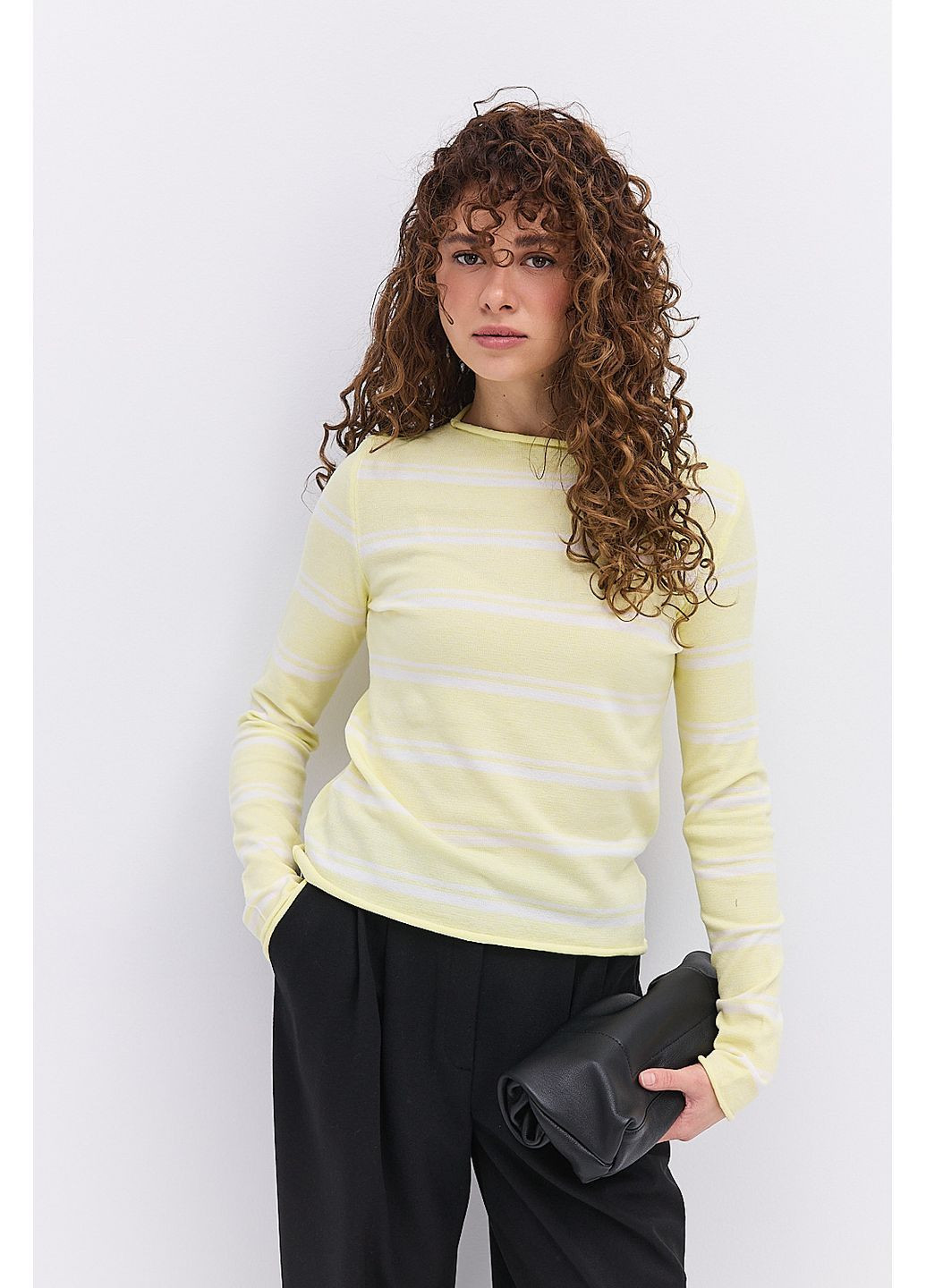 Вязаная женская кофта темно-синяя в молочную полоску Arjen (364967563)