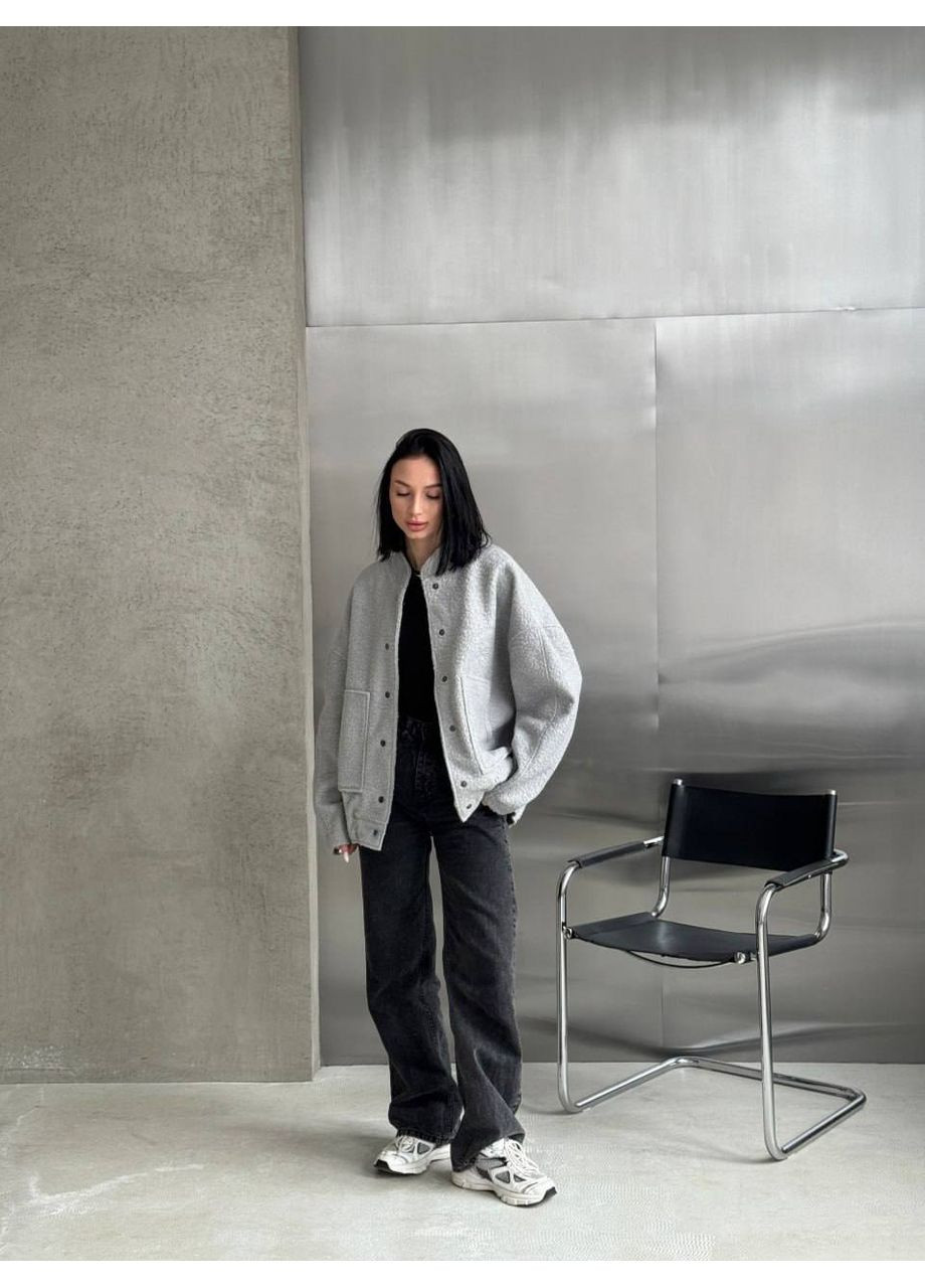 Бомбер жіночий оверсайз в стилі Zara з баранець(заміри в описі) DK/DL Мода без кордонів на кнопках (366447235)