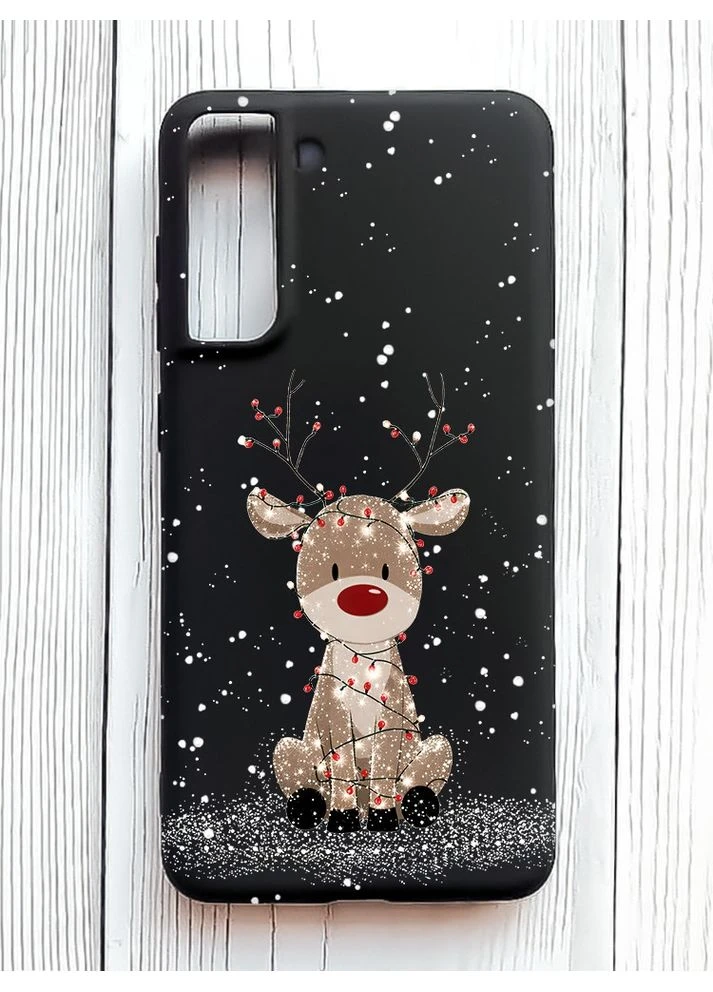 Матовий чорний чохол на Samsung Galaxy S21 FE Олень Новий рік (принт 429) Creative (403244631)