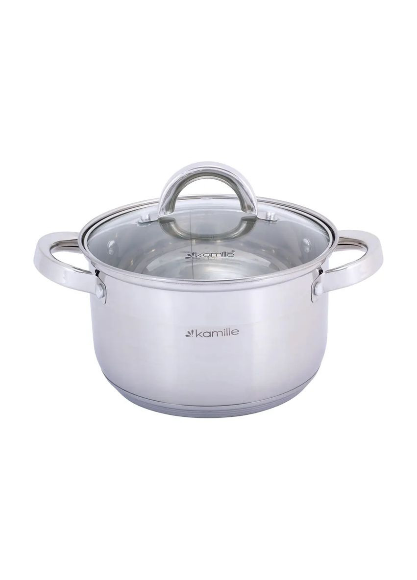 Набор кастрюль из нержавеющей стали 12 предметов для индукции и газа (1.8л, 2.5л, 3.8л, 6.5л) KM- Kamille 5640S (360880082)