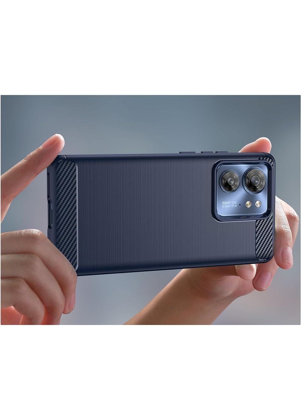 Чехол Carbon Fiber для Motorola Edge 40 Navy Blue Lenuo (361903662)