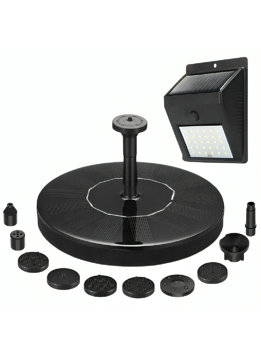 Комплект міні фонтан насос на сонячній батареї з насадками 10 штук та вуличним ліхтарем від сонячної батареї 20LED (480272-Prob) Unbranded (332769085)