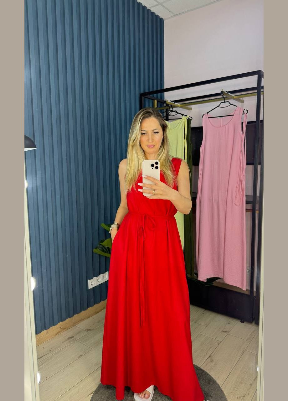 Червона повсякденний сукня жіноча Гермес однотонна