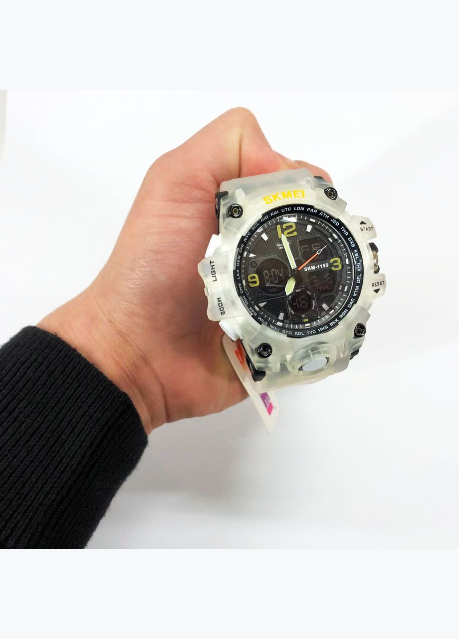 Годинник наручний чоловічий 1155BWT, наручний годинник для військових, фірмовий спортивний годинник. Колір: білий Skmei (364664235)