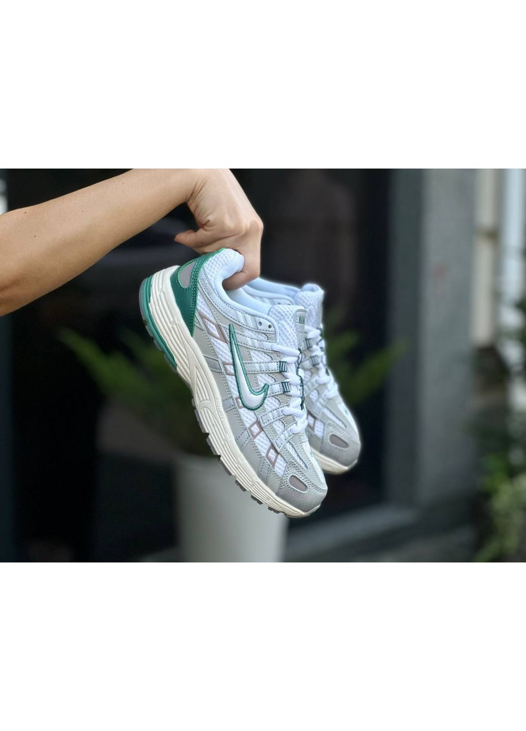 Сірі Осінні кросівки чоловічі nike p-6000 white green найк п-6000 No Brand
