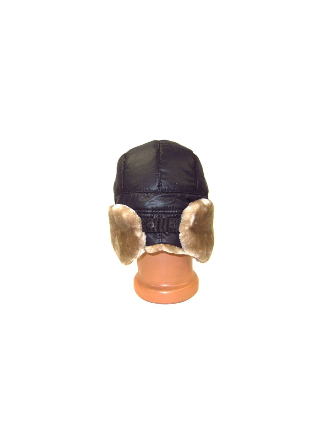 Шапка ушанка из чёрной плащёвой ткани с искусственным мехом DAVANI 55012 No Brand шапка вушанка (315630567)