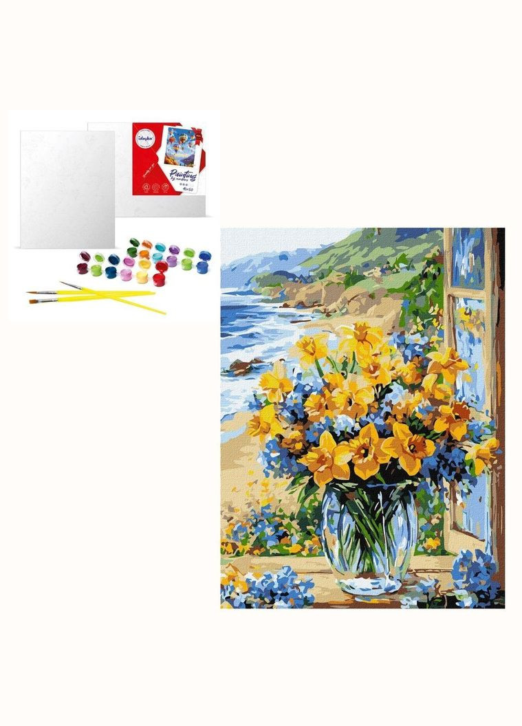 Набір для розпису по номерах "Квіткове узбережжя" 30х40см Ідейка (332944744)
