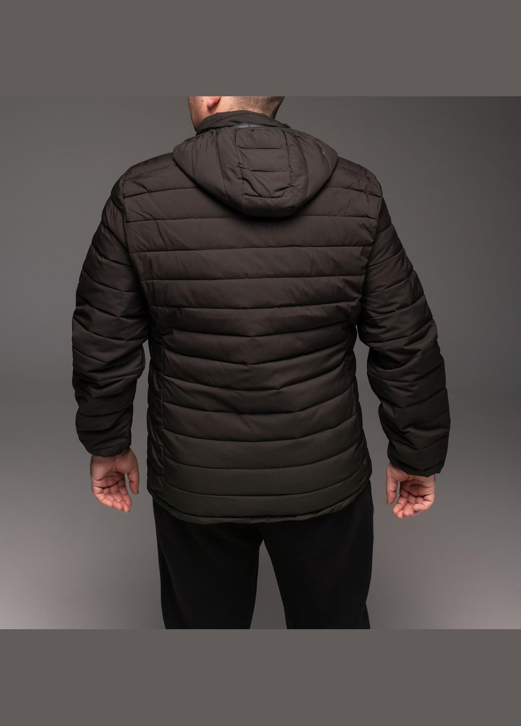 Темно-коричнева демісезонна куртка утеплена з капюшоном великі розміри весна/осінь No Brand