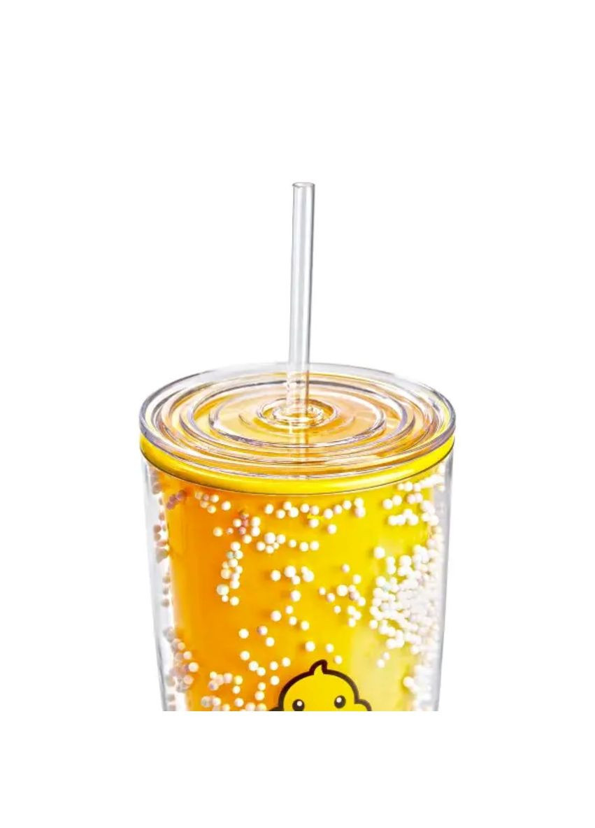 Багаторазовий стакан з трубочкою та кришкою 750 мл пластиковий Жовтий Happy Life (331784731)
