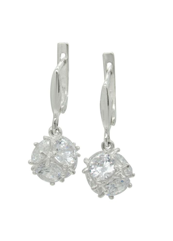 Срібні сережки "Висячі кульки" камені No Brand (350667606)