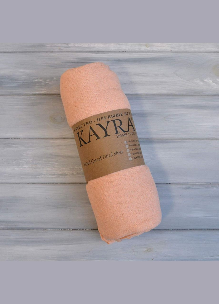 Простирадло 180х200+25 см махрове на резинці Оранжеве Kayra (318387548)