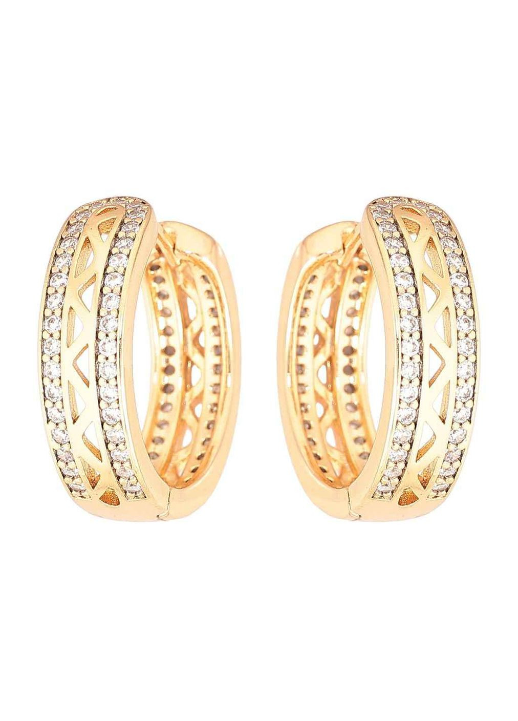 Сережки Позолота 18K колечка «Різьблений візерунок з доріжками цирконію» 270862 Xuping Jewelry (356458337)